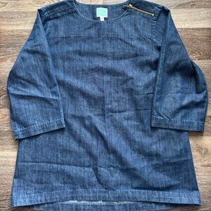 Martha Stewart Everyday dark wash chambray top